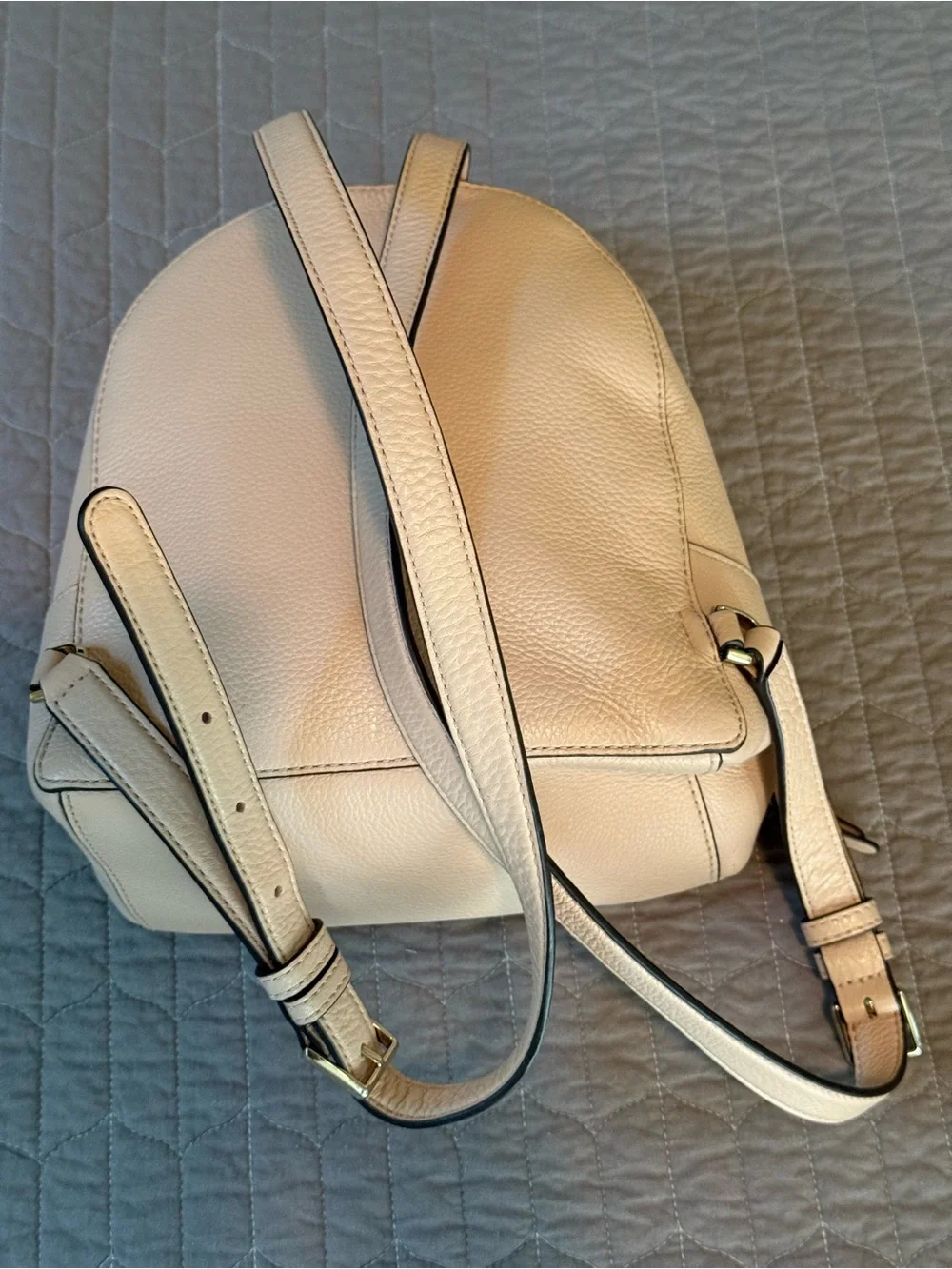 kate spade pebble leather mini backpack in blush beige